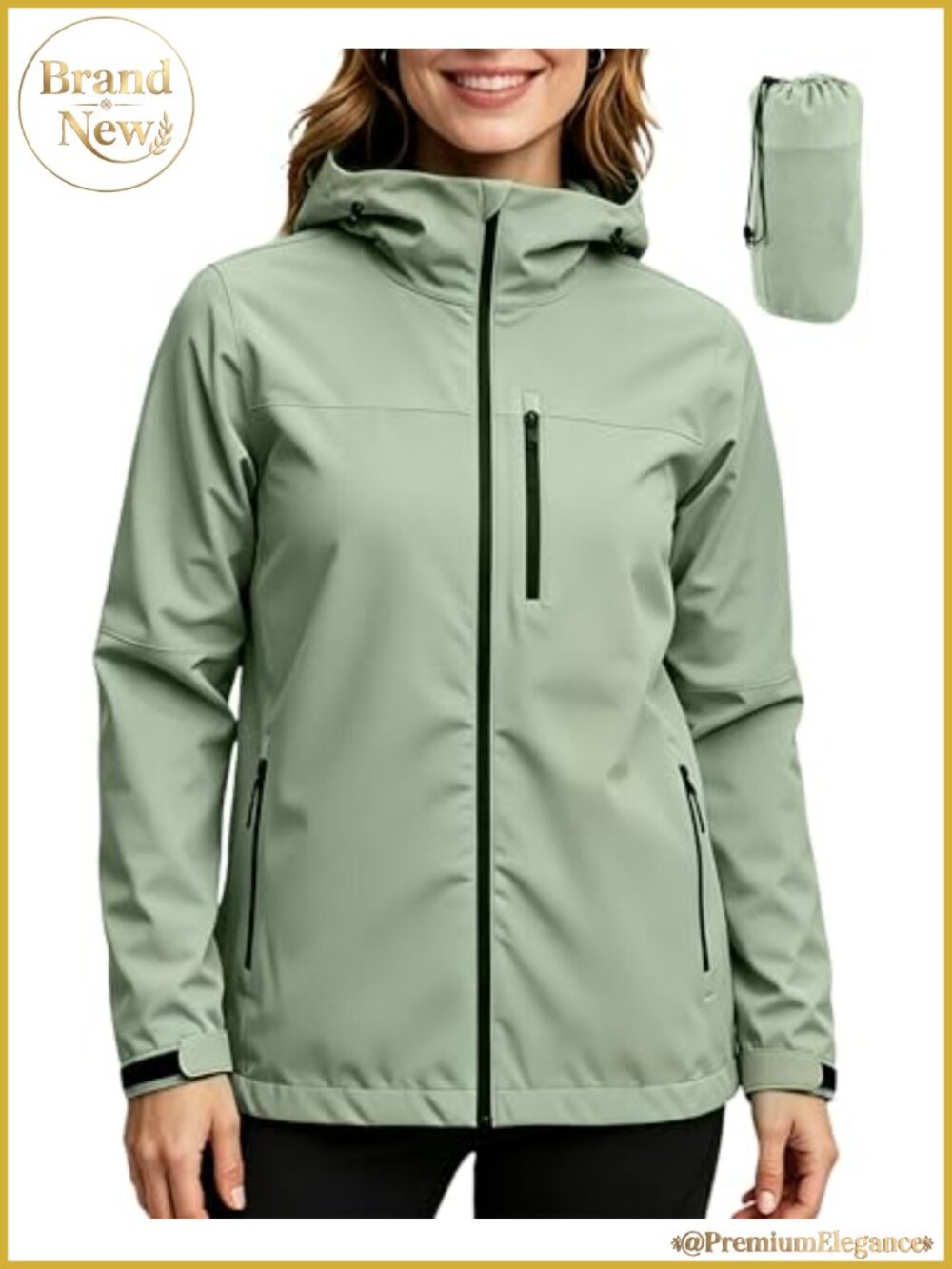 Waterproof Lightweight Rain Jacket Hooded Windbreaker Packable